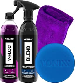 Vonixx KIT Blend Spray Black Edition Cera para Carro Preto Shampoo V-Floc 500ML Pano 40x40cm Aplicador