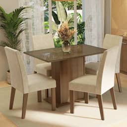Conjunto Sala de Jantar Mesa Tampo de Vidro 4 Cadeiras Rustic/imperial Zion Madesa