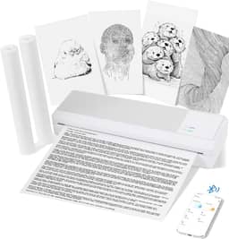 Impressora térmica portátil, impressora móvel Bluetooth sem tinta para telefone e laptop, impressora de viagem compacta sem fio para documentos e recibos A4, com bateria de 2000 mAh (2 rolos de papel