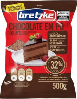 Bretzke – Chocolate em Pó 32% Cacau 500g | Ideal para Bolos, Coberturas e Recheios | Sabor Suave e Cremoso | Uso Doméstico e Profissional