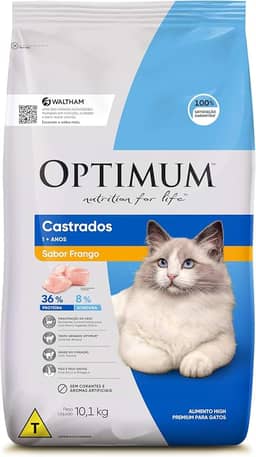 Ração Optimum para Gatos Adultos Castrados Sabor Frango 10,1kg