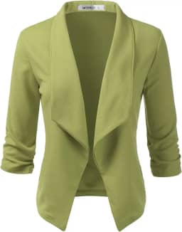 Blazer feminino leve e fino manga 3/4 aberto frontal com plus size