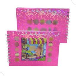 Livro de Colorir com 48 Folhas Papel Grosso Capa Dura Brilhante Holográfica vem com folha protetora de acetato (Rosa)