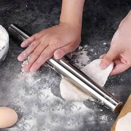Rolo de massa de aço inoxidável, utensílio de cozinha doméstica para enrolar bolinhos de massa, pizza, pastelaria, biscoitos (25,4 cm)