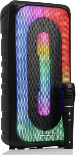 Caixa de Som Bluetooth 400w Rms Amplificada Iluminação Led RGB Som Potente Tws Com Microfone P10 Karaokê Mp3 Rádio Fm Conexão Usb Tipo C P2 Auxiliar Cartão MicroSD