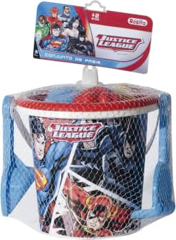 Baldinho de Praia Liga da Justiça com Acessórios Rosita Azul/Vermelho Pequeno
