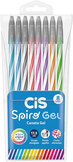 Caneta CIS SPIRO GEL Estojo com 8 Cores