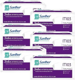 Papel Toalha Interfolhado Folha Tripla Santher Maxima Absorção 1200 Folhas