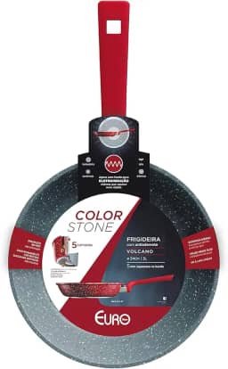 Euro Home - Frigideira 24 cm 2 l de Alumínio com Antiaderente Color Stone Volcano - ALU8303-VO