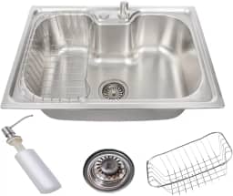 Cuba para Cozinha Gourmet Aço Inox 50x40cm com Escorredor de Louça em Aço Inox e Dispenser de detergente