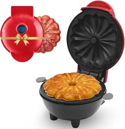 Máquina Elétrica de Bolo Mini Antiaderente Portátil Automática - Assa Rápido (Vermelho-220V)