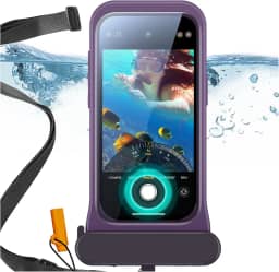 ESR Bolsa de telefone impermeável para iPhone 15/14/13, sensibilidade ao toque subaquático, capa de celular flutuante IPX8 à prova d'água com cordão, bolsa seca para mergulho com snorkel, Roxo