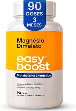 Magnésio Dimalato 100% Easy Boost 750mg magnesio por cápsula - total de 90 Cápsulas