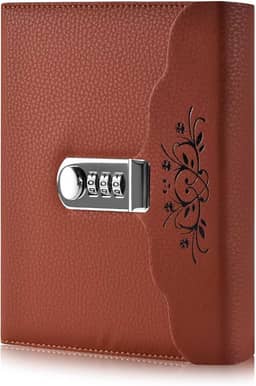 ARRLSDB Lock Diary Caderno de couro para escrever caderno organizador de senha digital com bloqueio diário pessoal (marrom)