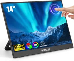 HGFRTEE Monitor portátil com tela sensível ao toque de 14 polegadas, 1920 x 1200 60 Hz USB-C e tela sensível ao toque FHD para laptop/Mac/jogos/escritório, monitor de viagem montável VESA com
