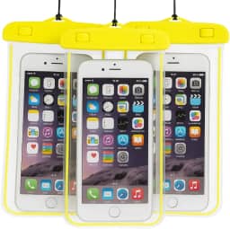 Kit 3 Unidades Capa Case A Prova D'água Impermeável para Celular Smartphone Capinha com Alça Universal Proteção 360º Completa Sensível ao Toque (Amarela)