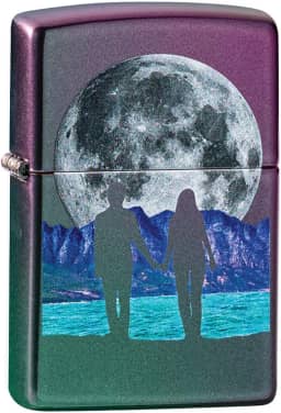 Zippo Isqueiro de bolso iridescente Moon Couple Design