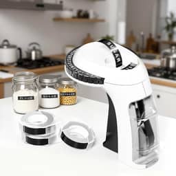 Máquina de fazer etiquetas em relevo clássica 3D com fitas, etiquetadora portátil Omega S com 3 rolos de 9 mm x 3 m de etiquetas para casa e escritório, branco e preto