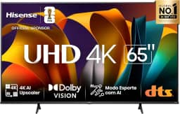 Hisense Smart TV UHD 4K DLED 65' Polegadas 65A6N com HDR10+ Dolby Vision Game Mode Controle por Voz Alexa Built-In AirPlay