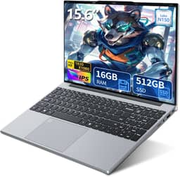 Laptop de 15,6 polegadas, processador quad-core N150 (até 3,6 GHz), laptop tradicional 16 GB RAM 512 GB SSD, teclado retroiluminado, desbloqueio de impressão digital, FHD 1920 * 1080, Win 11 Pro