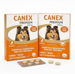 Kit 2 Unidades Vermífugo Canex Premium 900mg para Cães Com 4 Comprimidos Cada Casa Buritis