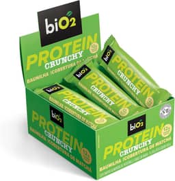 Barra de Proteína Crocante biO2 Protein Crunchy Baunilha com Matchá, Caixa com 9 unidades de 50 g, Vegana e sem Glúten