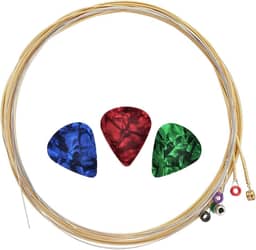 Cordas de guitarra acústica com 3 palhetas, 6 cordas de aço de substituição para iniciantes
