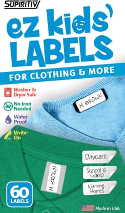 Ez Kids - Etiquetas autocolantes para roupa, não necessita de passar a ferro, ideal para crianças e adultos, lavável e adequado para secadora, escola, acampamento, casa, brinquedos, organização, uso