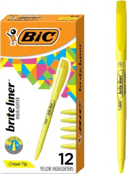 BIC, Marca Texto, Marking, Amarelo Fluorescentes, 12 Unidades