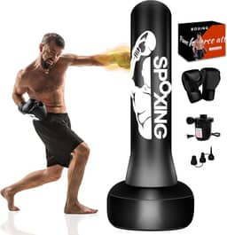 Saco de pancadas de pé para adolescentes adultos de 178 cm, saco de pancadas pesado com luvas de boxe e bomba de ar elétrica para iniciantes treinando MMA Muay Thai Fitness Kickboxing Home Gym