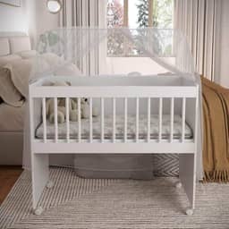 Mini Berço Infantil Com Rodinhas Colchão Impermeável Criança Certificado Inmetro (Branco)