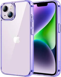 JETech Capa para iPhone 14 6,1 Polegadas, Case Protetora de Telefone à Prova de Choque Não-Amarelecimento, Capinha Parte Traseira Transparente Anti-Riscos (Roxo Profundo)