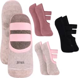 Kit 03 Pares de Meia Sapatilha Antiderrapante Pilates Trifil Com Dupla Faixa Tensora e Sustentação