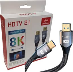 Cabo Hdmi 2.1 8K Ultra Full HD - 144Hz, Áudio e Vídeo, Computador, Televisão, PS5, 48Gbps Dolby Vision UHD Blindado Ultra Resistente PC Console 2 Metros-THREE BROTHERS
