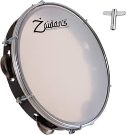 Zaidan’s Pandeiro 10” para Samba e Choro, Pele Sintética, Platinelas em Aço Inox, Corpo Plástico Resistente, Aro Metálico, Acompanha Chave de Afinação