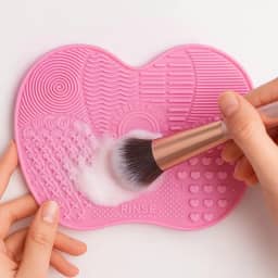 Tapete de limpeza de escova de maquiagem de silicone, tapete de limpeza de pincel de maquiagem, tapete de silicone para esfregão de maçã com ventosa, tapetes de limpeza de pincéis de maquiagem para