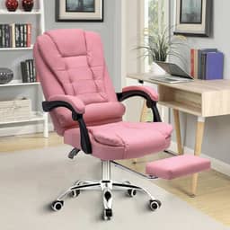 Cadeira de escritório presidente, cadeira de home office com apoio para os pés e encosto ajustável(Rosa)