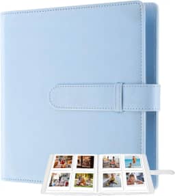 Album para Instax Mini com 32 Paginas, Album para Fotos Polaroid com 256 Capacidade De Fotos, PU álbum De Fotos Para Armazenar Fotos De 3 Polegadas, Cartões Bancários E Ingressos Para Trem，Azul
