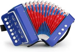 VEDO Acordeão Versátil para Iniciantes e Profissionais, Instrumento Musical com Teclas Sensíveis e Baixos Precisos, Design Leve e Portátil, Crianças e Adultos (10 teclas azul)