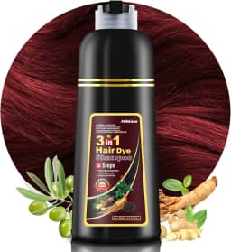Mihkiom Xampu de tintura de cabelo vermelho vinho escuro 3 em 1 para mulheres e homens, xampu de cor de cabelo refrescante apenas 20 minutos - planta natural - Champu Para Pintar el Pelo