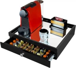 Reluz Art Bandeja Porta Cápsulas Espelho 1 Gaveta com Corrediças Telescópicas para Cápsulas Nespresso Original, Vertuo, Dolce Gusto Três Corações ou Delta Q (Nespresso Original, Preto)