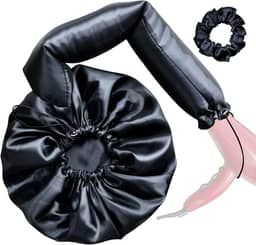 Touca Difusora Cetim Dupla Face Secadora Anti-frizz Seda (Preto)