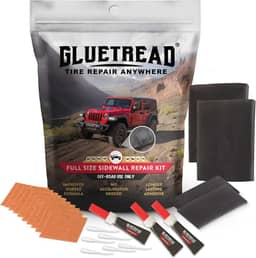 GlueTread Kit de reparo de pneus de parede lateral 4x4 em tamanho real | Kit de reparo de perfuração de pneu lateral para veículos off-road | Fórmula de borracha melhorada, sem necessidade de