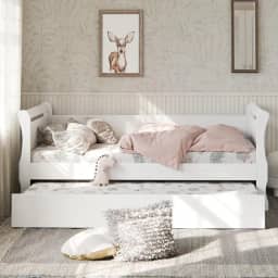 Bicama Solteiro Branca em MDF Resistente Clássica