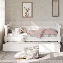 Bicama Solteiro Branca em MDF Resistente Clássica