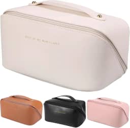 Necessaire Feminina Bolsa Cosmética Organizador Estojo de Maquiagem Grande Espaçosa Blogueira - Marca VIBRANT ® (Branco)