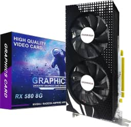 Placa de vídeo Radeon RX 580 de 8 GB, placa de vídeo AMD 256Bit 2048SP GDDR5 para jogos de PC, saída DP HDMI DVI, PCI Express 3.0 com ventilador duplo para escritório e jogos
