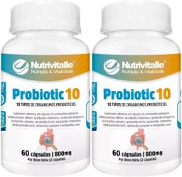 Probiotic 10 800 mg 60 Cápsulas Nutrivitalle Kit 2 Unidades