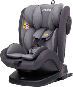 JOVIKIDS Cadeira de Segurança para Carro, Ergonômico, Ajustável para Bebês e Crianças, 3 em 1, De 0 a 12 Anos, Até 36 kg*, Sistema ISOFIX e Top Tether, Rotação 360 graus, Proteção Contra Impactos, Reclinável, Lavável, Modelo Angela. (Cinza)
