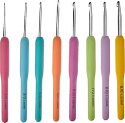 Kit de Agulha Para Crochê, NYBC, 8 Agulhas de Diferentes Tamanhos, Cabo de Silicone
